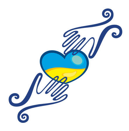Ukrainian heart. Ukrainian flag. Stop the war in Ukraine. A symbol of peace. Vector illustration isolated on white backgroundのイラスト素材