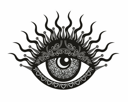 All seeing eye symbol tattoo. Vision of Providence emblem. vector illustration.のイラスト素材