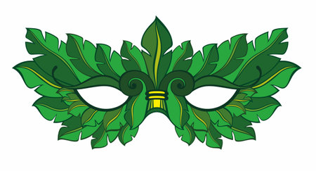 Green carnival mask with decorations. Mardi Grasのイラスト素材