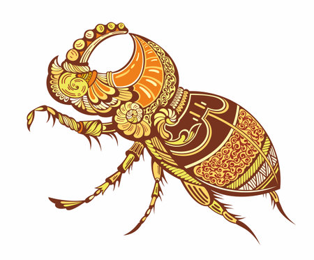Hand drawn stylized scarab. Doodle ethnic patterned vector bug. African, Egyptian totem. Sketch for tattoo, poster, print for t-shirtのイラスト素材