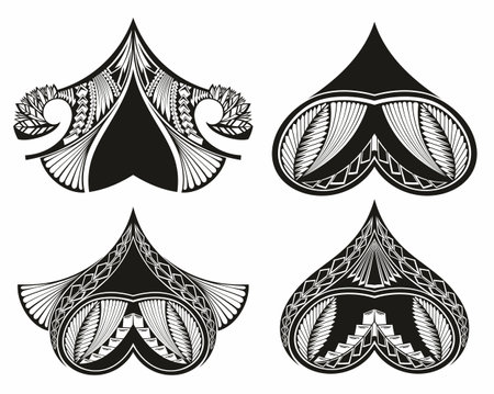 Heart in tattoo style, heart lace .Heart-shaped pattern, black and white vector illustration.のイラスト素材
