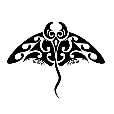 Manta ray in Maori style. Tattoo sketch tribal ethno style. Tattoo for divers.のイラスト素材
