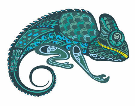 Chameleon silhouette. Chameleon sign isolated on white background. Chameleon Vector illustrationのイラスト素材