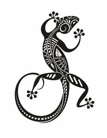 Stylized lizard. Decorative silhouettes of reptile. Vector illustration of scaly lizard. Lizard logo.Totem design. Tattoo.のイラスト素材
