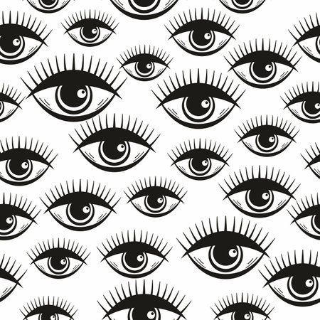 Seamless vector pattern with eyes. Vintage background for romantic holidays, women's day and wedding design. Poster, print, card, fabric and wrappingのイラスト素材