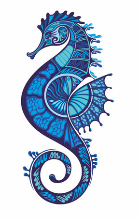 Seahorse on isolated white  backgroundのイラスト素材