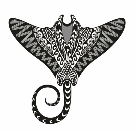 Manta ray in Maori style. Tattoo sketch tribal ethno style. Tattoo for divers.のイラスト素材