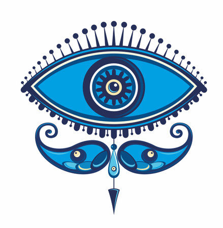 Greek evil eye vector - symbol of protection - blue turkish eyeのイラスト素材