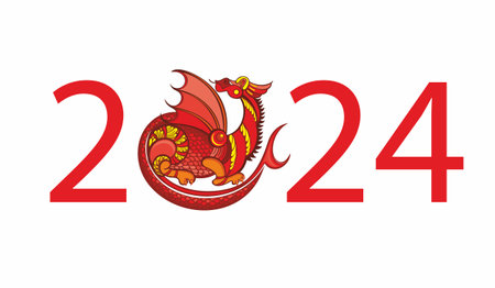 Happy chinese new year 2024 with dragon .Happy new year 2024 year of the dragon )のイラスト素材