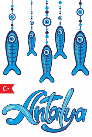 City of Antalya logo text Turkey Mediterranean summer travel .Logo design with "Antalya" textのイラスト素材