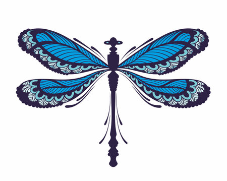 Dragonfly silhouette. Beautiful insect sign and symbol.のイラスト素材