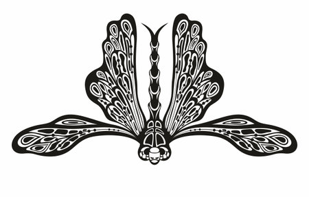 Dragonfly silhouette. beautiful insect sign and symbol.のイラスト素材