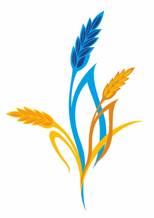 Grain plant and cereal, rye barley and wheat ear spikes. Bakery food concept. Hand drawn sketch vector illustration. Ukraine wheatのイラスト素材