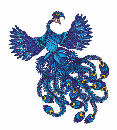 Fantasy Peacock tail. Beautiful peacock bird.のイラスト素材