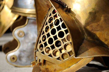 a detail of a ancient roman helmetの写真素材
