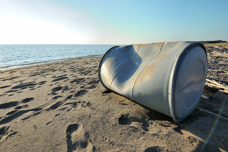 abandoned tank on the beachの写真素材