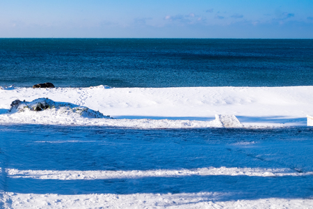 The snow on the beachの写真素材