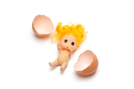 The small person has just got out of eggの写真素材