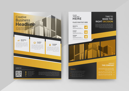 Business Brochure design. Annual report vector illustration template. Flyer corporate cover. Business presentation with photo and geometric graphic elements.のイラスト素材
