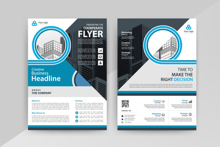 Vector Brochure design Layout template, size A4, Front page and back page, infographics. Easy to use and edit.のイラスト素材