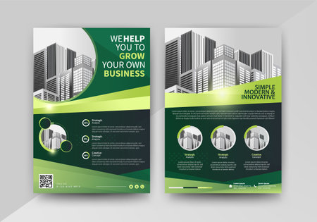 Green Brochure design Layout template, size A4, Front page and back page, Easy to use and edit.のイラスト素材