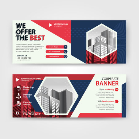 Vector banner template. Brochure design. Corporate business style.のイラスト素材