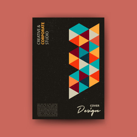 Cover design template. Brochure layout, cover design annual report, magazine, flyer in A4 with colorful geometric background.のイラスト素材