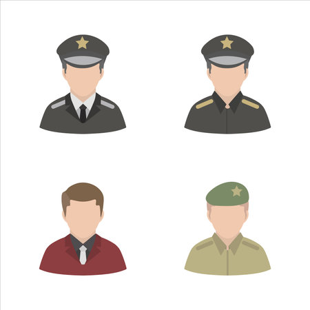 Set of avatars of military men in uniform. Vector illustration.のイラスト素材