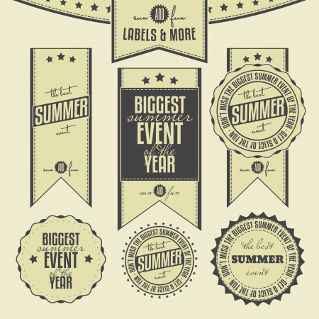 Collection of summer events related vintage labelsのイラスト素材