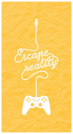 Gamepad with Cable in the Shape of a Text Message on Textured Paper Backgroundのイラスト素材