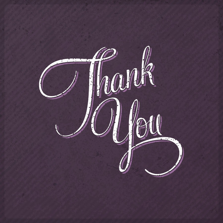 Vintage Hand Lettered Thank You Note with Old, Textured, Grungy Paperのイラスト素材