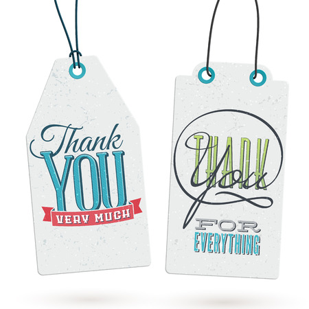 Collection of 2 Vintage Style Hang Tags with Thank You Notesのイラスト素材