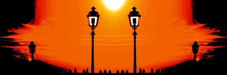 sunset lampの写真素材