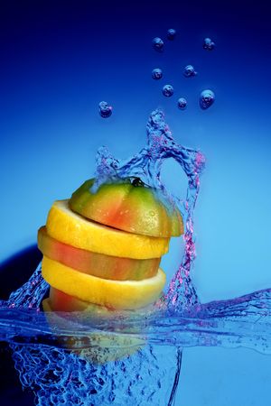 water and fruitの写真素材