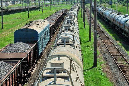 the train transports tanks and wagonsの写真素材