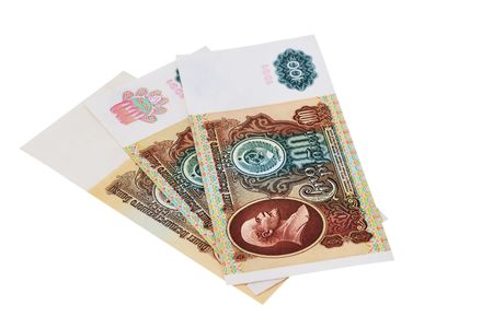 Hundred USSR rubles of 1991 on a white backgroundの写真素材