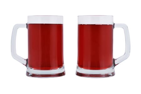 two glasses of cold karkade on a white backgroundの写真素材