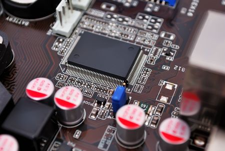 chip on the motherboard closeの写真素材