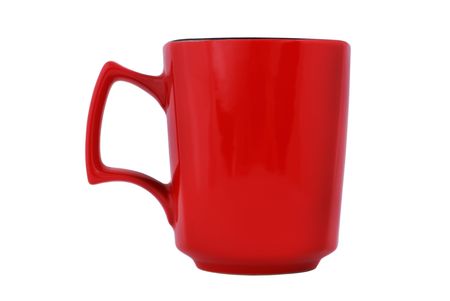 empty red cup on a white backgroundの写真素材