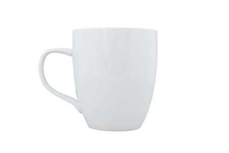 empty white cup on a white backgroundの写真素材