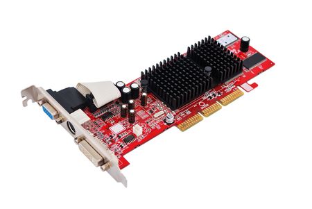 video card with three outputs on a white backgroundの写真素材