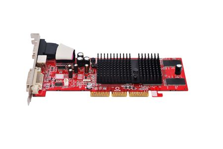 video card with three outputs on a white backgroundの写真素材
