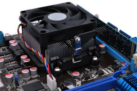 motherboard socket AM3  on a white backgroundの写真素材