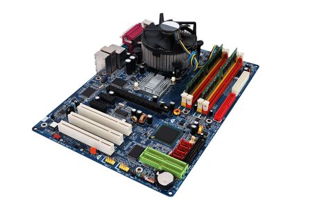 motherboard socket 775   on a white backgroundの写真素材