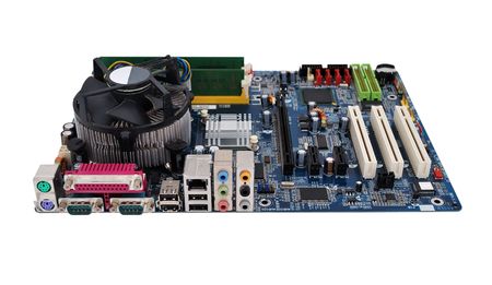 motherboard socket 775   on a white backgroundの写真素材