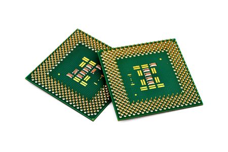 two CPU closeup on white backgroundの写真素材