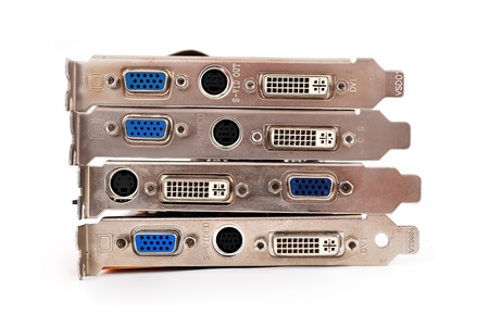 four video cards on a white backgroundの写真素材