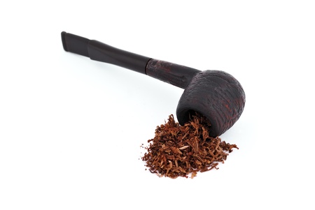 old pipe tobacco on a white backgroundの写真素材
