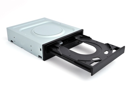 open dvd rom on a white backgroundの写真素材