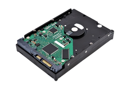 sata hdd closeup on white backgroundの写真素材